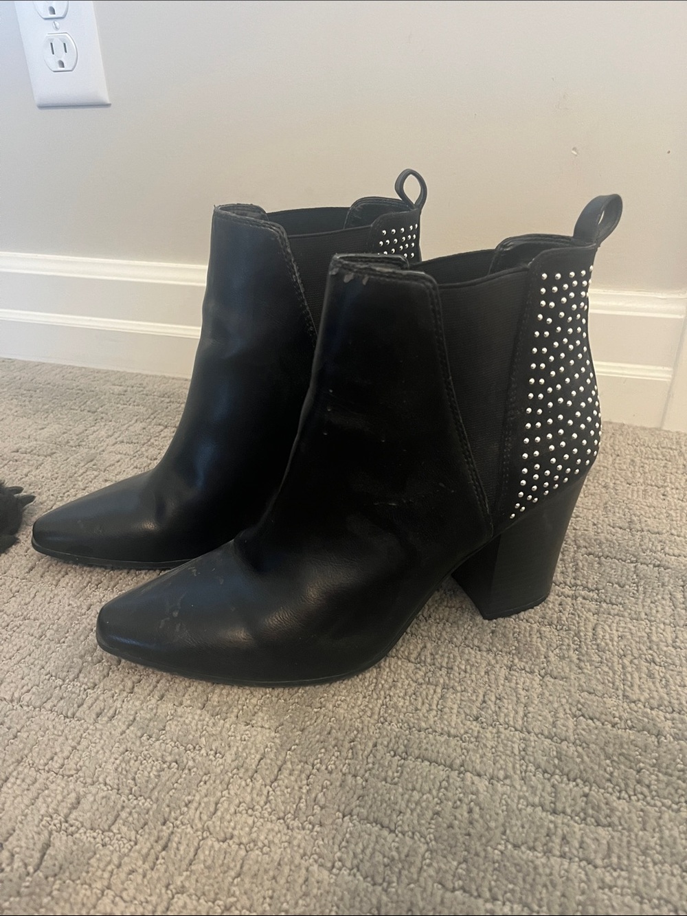 Studded Black Ankle Booties - Women